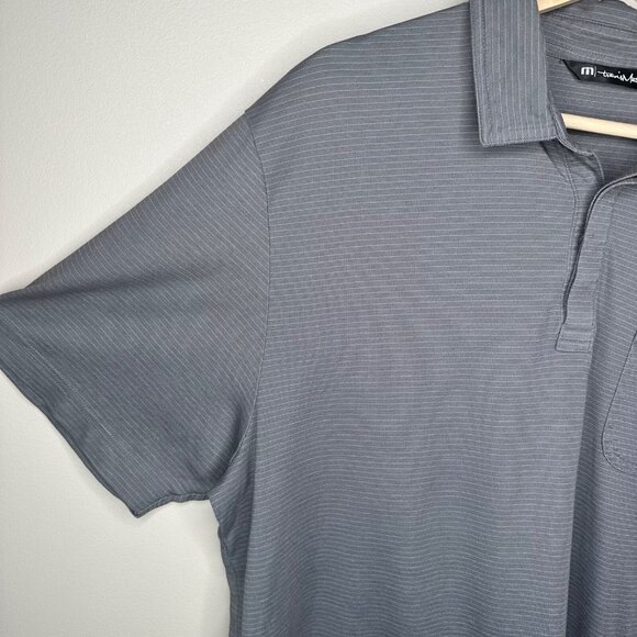 Travis Mathew Men Shirt Golf Polo Poly-Pima Cotton Short Sleeve Gray Striped L - Picture 3 of 10